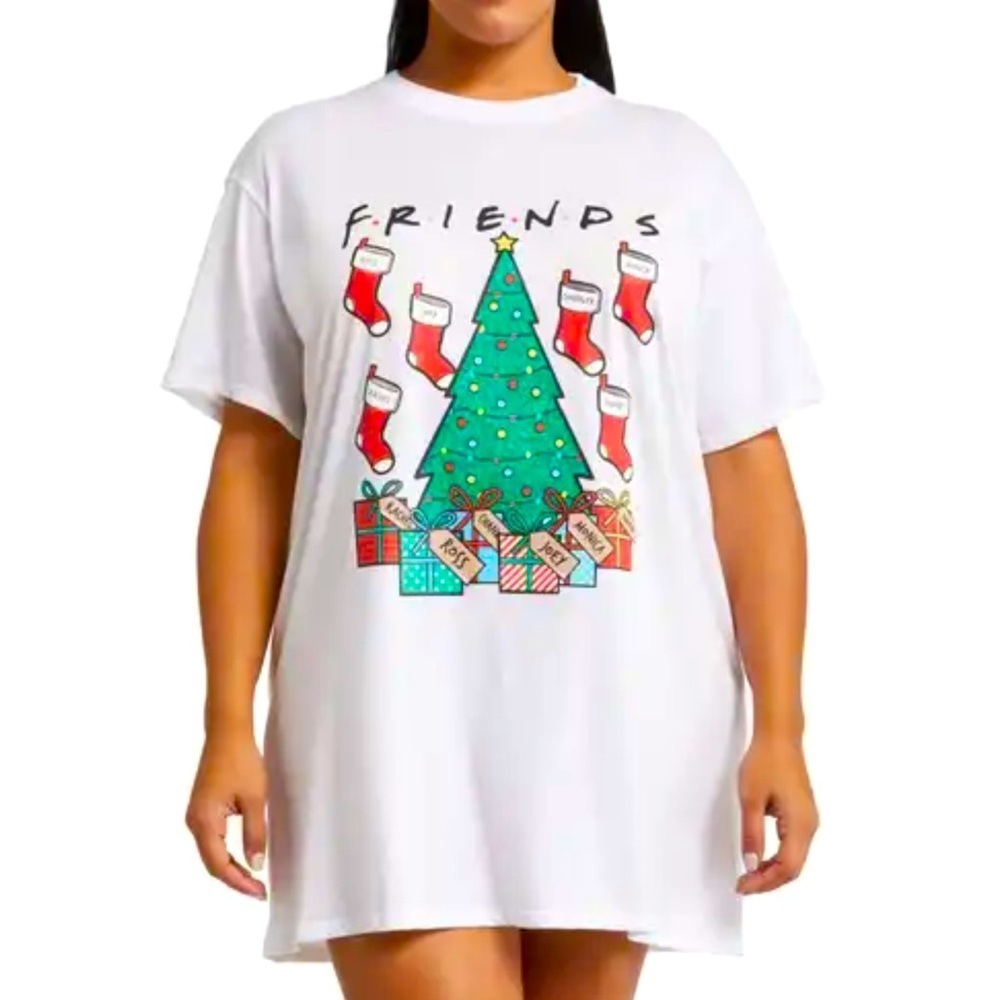 NWT BP. Friends Christmas Tree Holidays T- Shirt P.Js Short Sleeves Top Ugly S